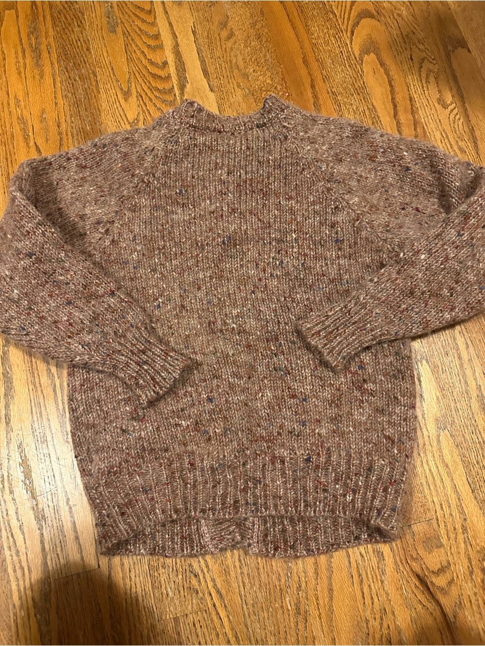 Vintage Speckled Cable-Knit 100% wool Button Cardigan Sweater - Picture 3 of 4